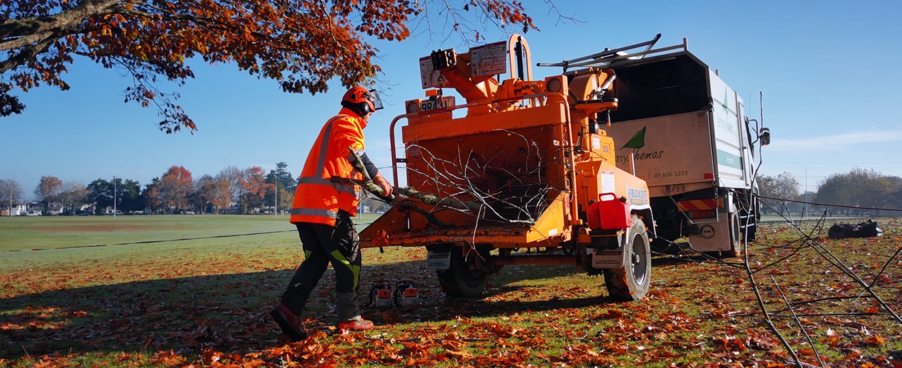 Arbor Tree Truck and attachment crushing branches